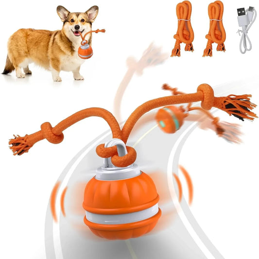 Bola Interativa com Cordas para Cães – Brinquedo Automático de Movimento, Estímulo Mental e Gasto de Energia