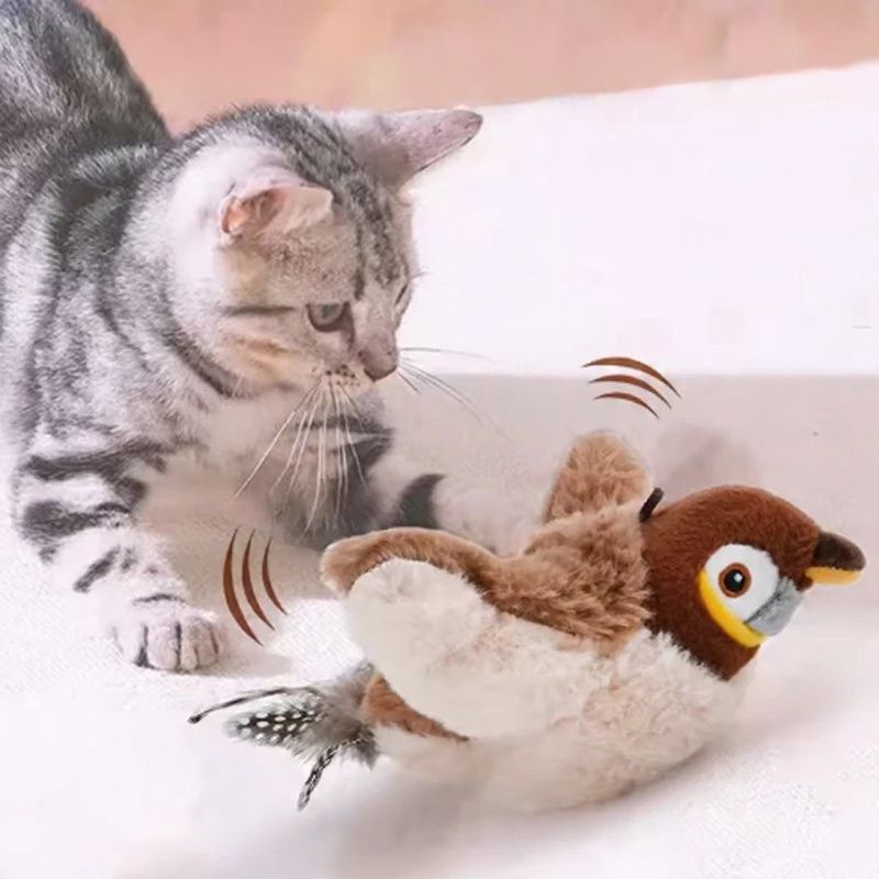 Passarinho Interativo com Asas e Som – Brinquedo Eletrônico para Gatos