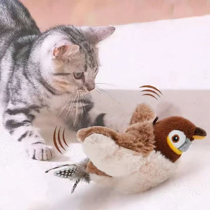 Passarinho Interativo com Asas e Som – Brinquedo Eletrônico para Gatos