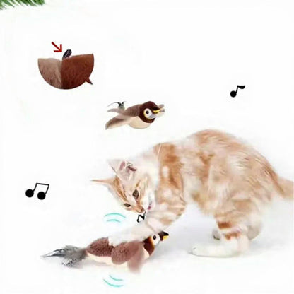 Passarinho Interativo com Asas e Som – Brinquedo Eletrônico para Gatos
